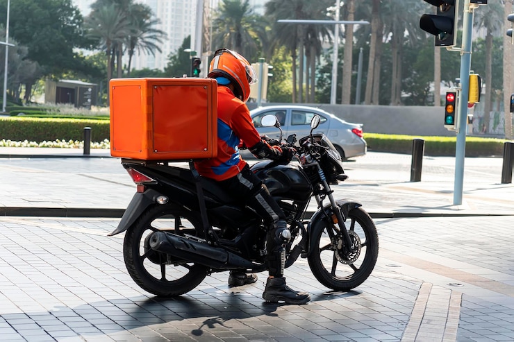Dukago rider on a delivery