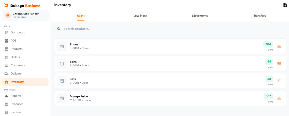 Dukago Business inventory management